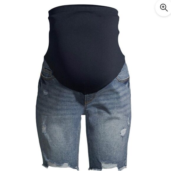 Maternity Denim Bermuda Shorts with Full Panel - Picture 5 of 8